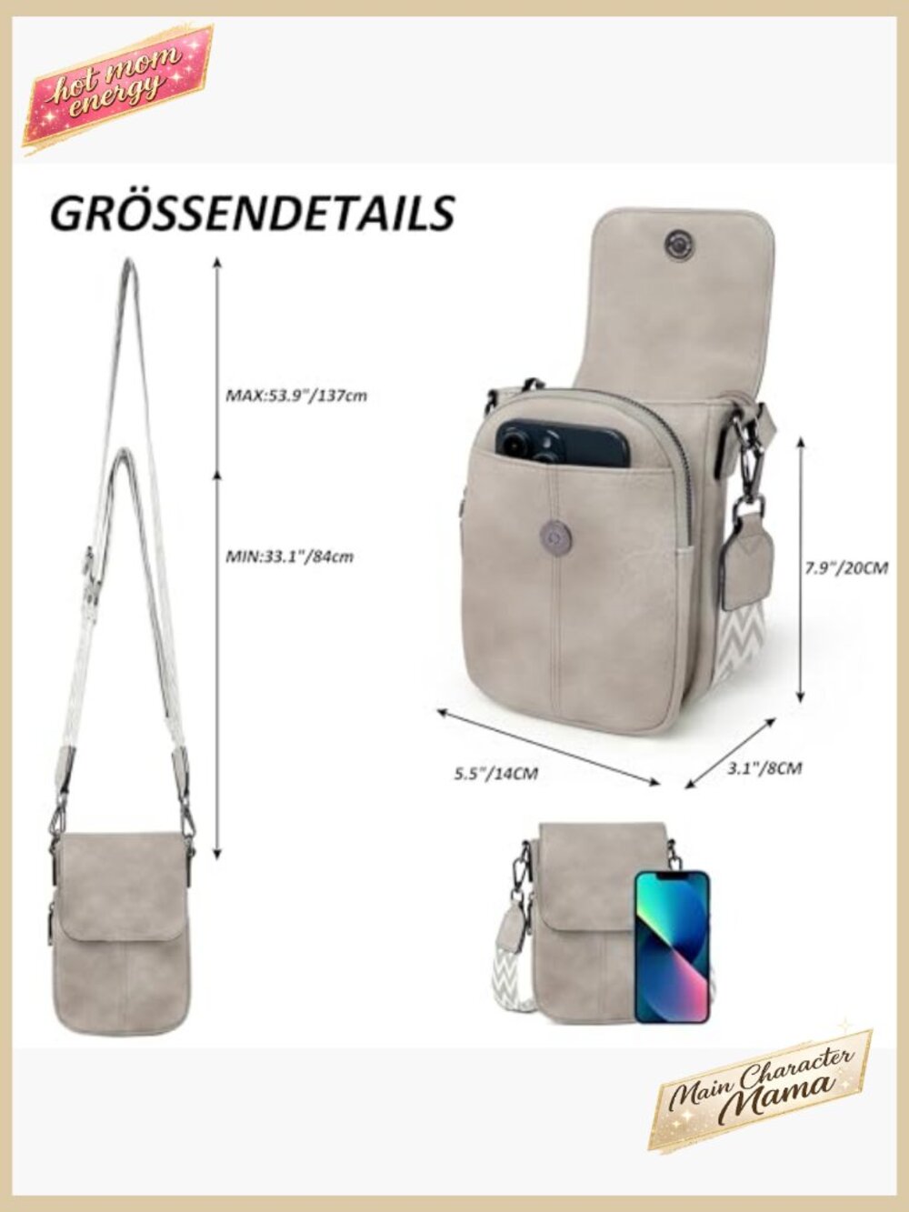 Small Crossbody Bag Lightweight Spacious Adjustable Strap Multiple Compartments - Picture 4 of 7